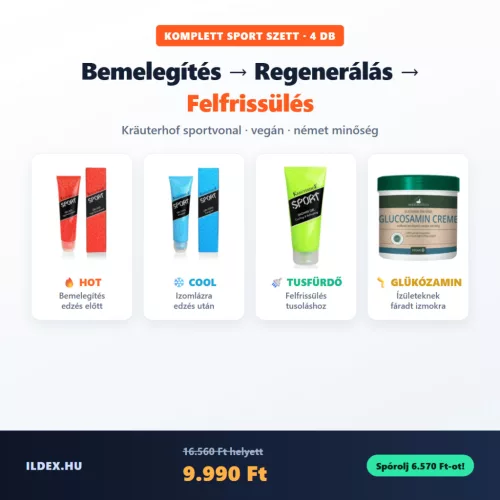 Sport szett – Bemelegítő + Hűsítő gél + Tusfürdő + Glükózamin (4 db)